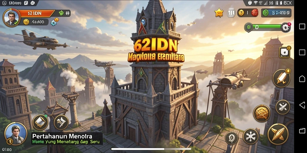 Screenshot gameplay 62IDN yang menunjukkan aksi pertahanan menara.