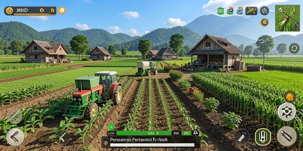 Tampilan screenshot dari gameplay 88ID yang menampilkan aktivitas bertani yang seru.