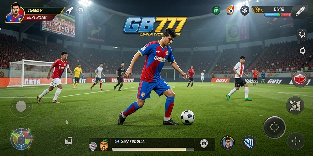 Tampilan gameplay menarik dalam <strong>GB777</strong>, menampilkan aksi sepak bola yang mendebarkan.