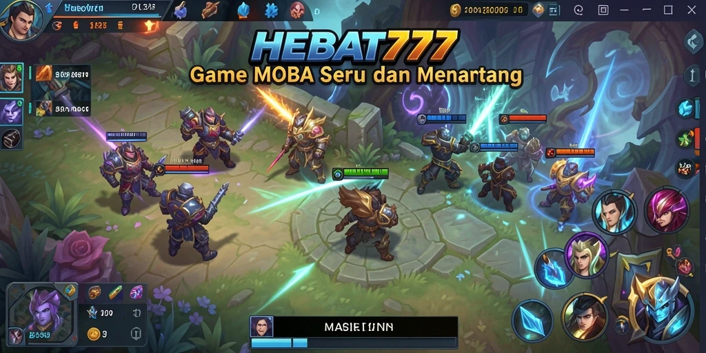 Tampilan gameplay seru dalam HEBAT777 dengan aksi MOBA yang mendebarkan.