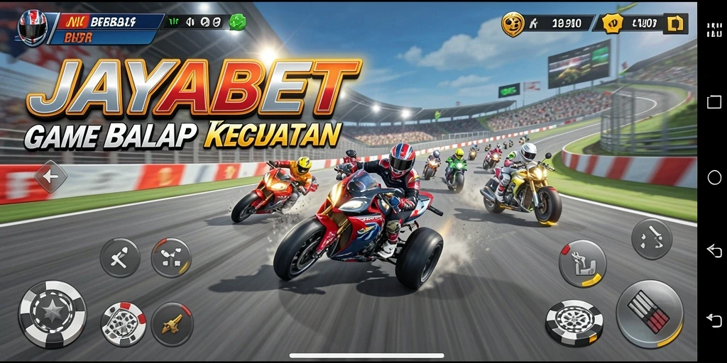 Screenshot utama JAYABET menampilkan aksi balapan yang mendebarkan.