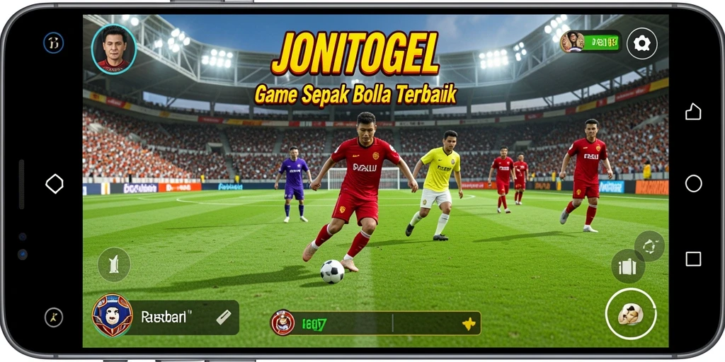 Tampilan gameplay menegangkan dari JONITOGEL saat pertandingan sepak bola.
