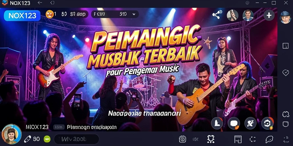 Tampilan gameplay NOX123 yang menampilkan interaksi musik yang seru.