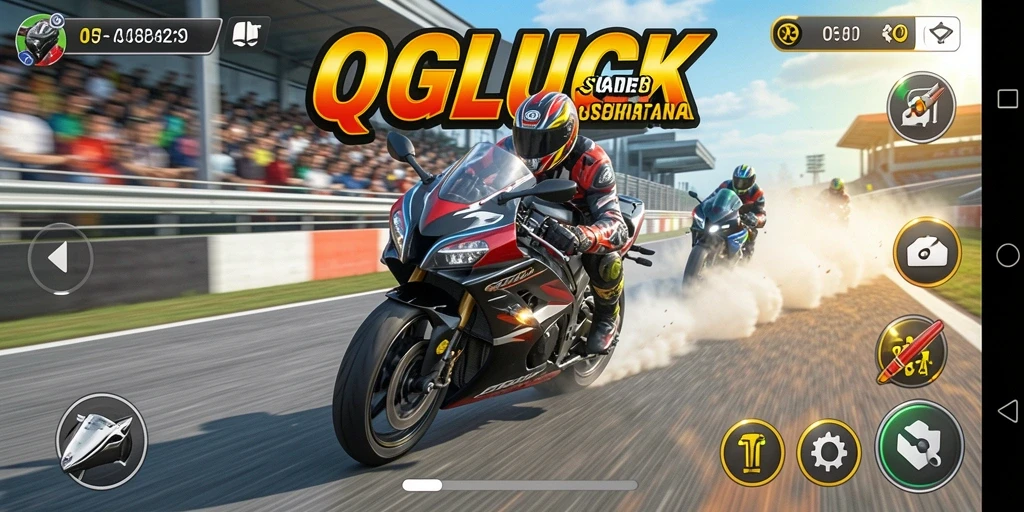 Tampilan gameplay QGLUCK yang seru dan menegangkan saat balapan.