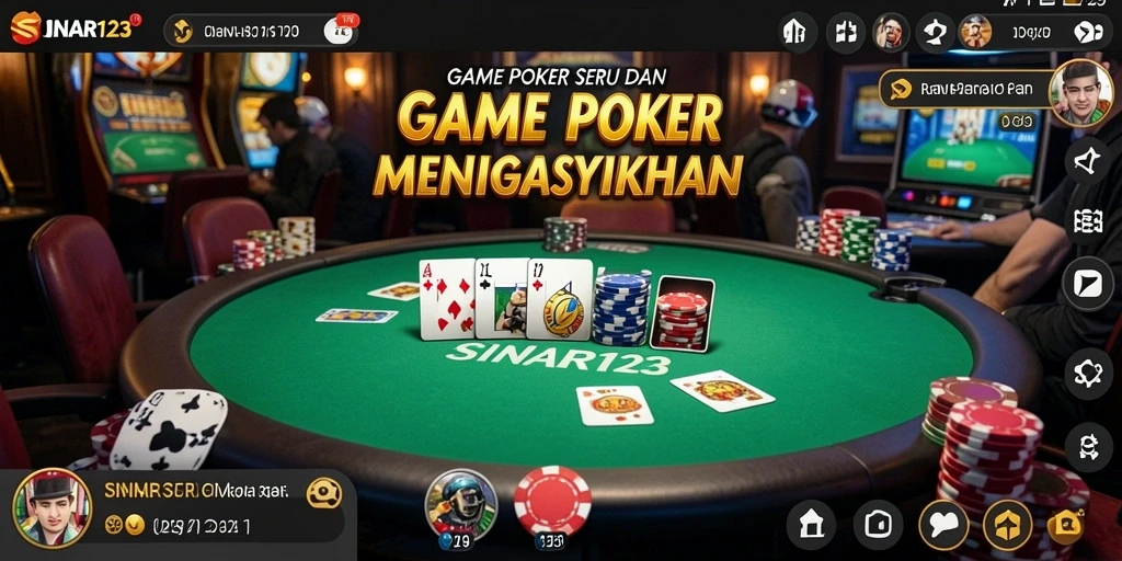 Tampilan utama SINAR123 menampilkan gameplay poker yang seru dan menampilkan pemain yang aktif.