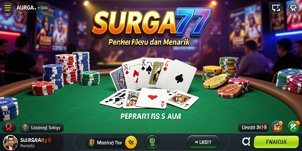 Tampilan permainan poker yang penuh aksi dan seru.