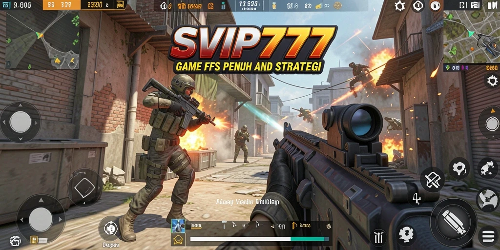 Tangkapan layar gameplay SVIP777 yang mendebarkan dengan pertarungan FPS.