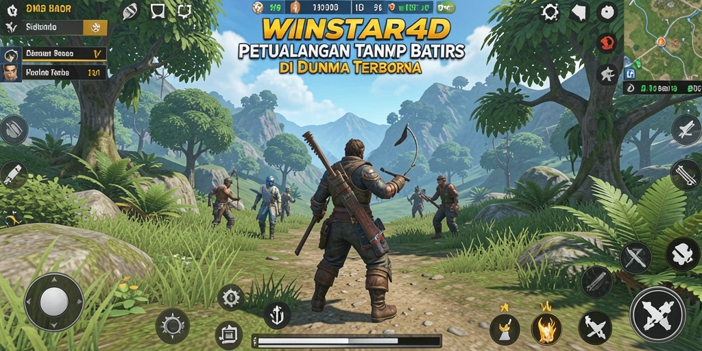 Screenshot gameplay WINSTAR4D menampilkan petualangan seru di dunia terbuka.